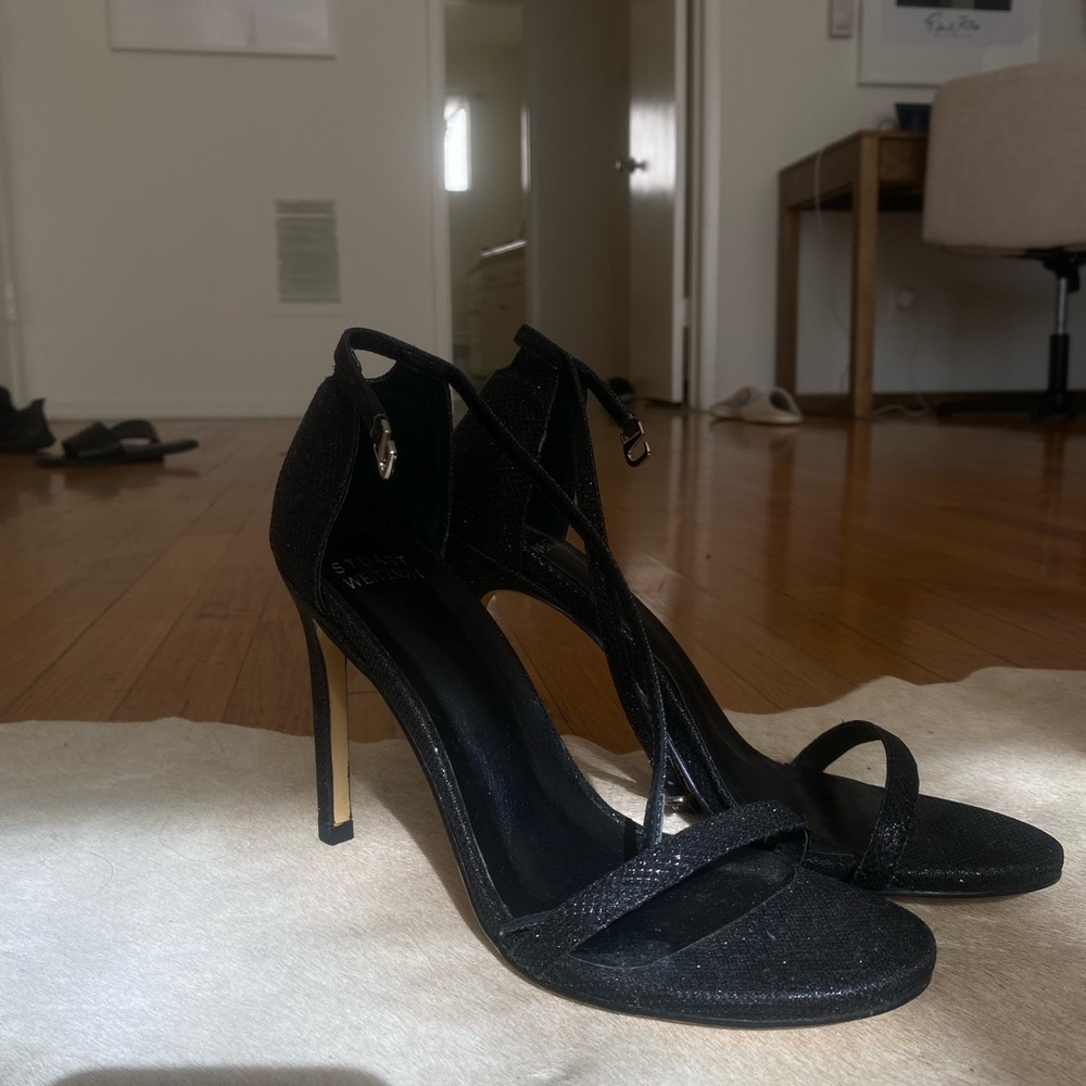 stuart weitzman black sparkly heels